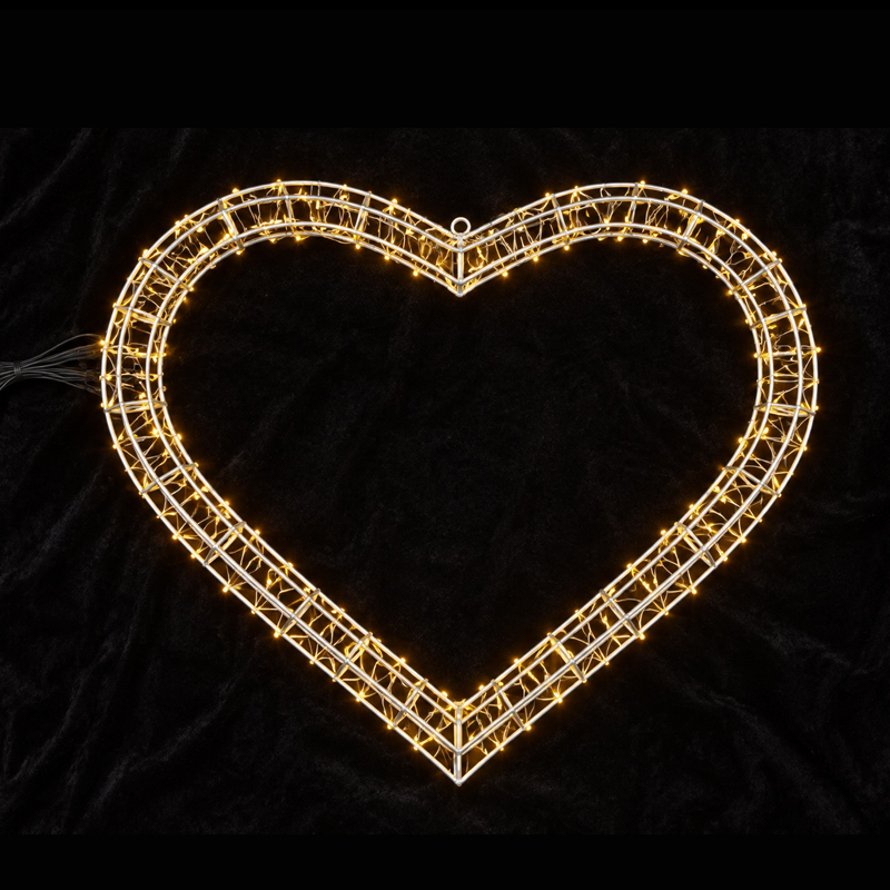 Decoración de luz navideña de doble corazón